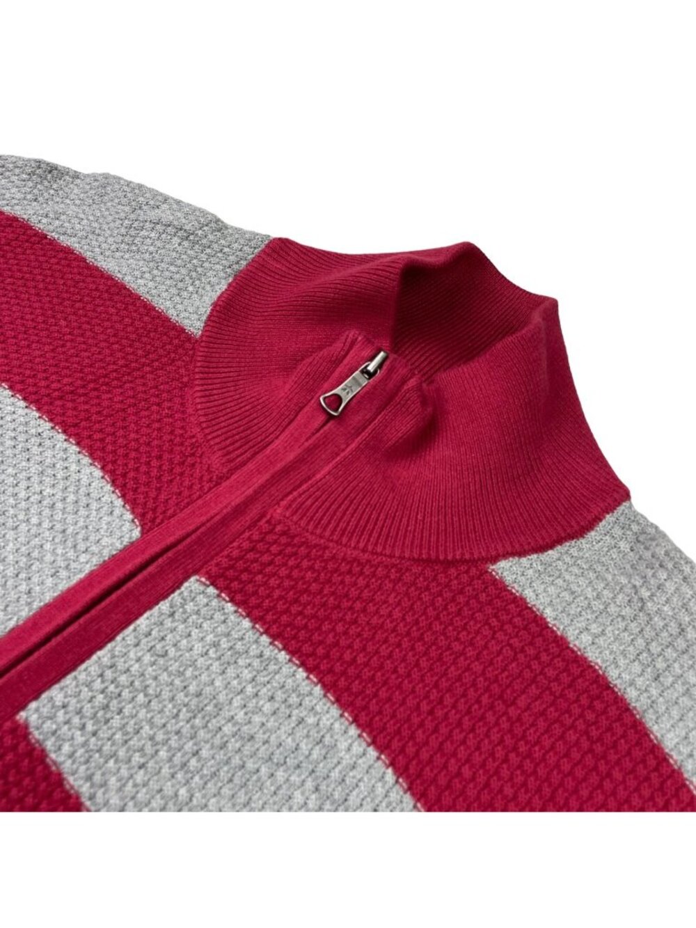 NEW Brooks Brothers Men’s 1/4 Zip Knit Sweater Gray/Burgundy Stripe • Large